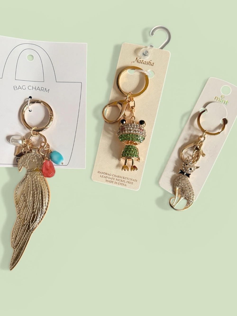 Charm Keychain Bag Charms - Choose one Chicos Natasha Mint